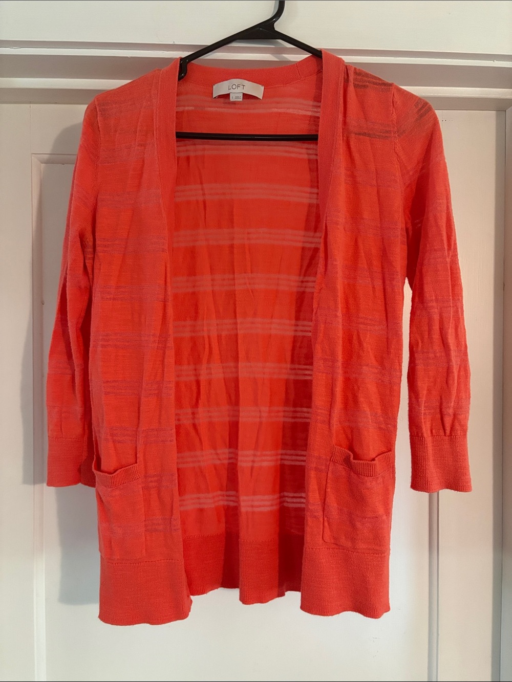 LOFT Coral Open-Front Lightweight Cardigan